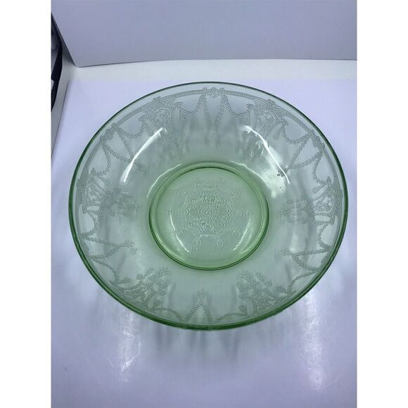 VTG Anchor Hocking Vaseline Uranium Glass Cameo Ballerina Bowl - Picture 3 of 8